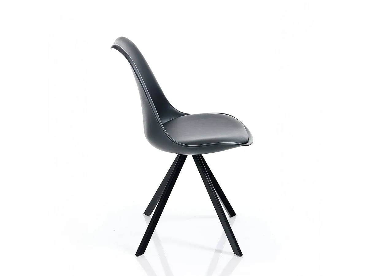 Set aus 4 modernen Stühlen in Polypropylen und Kunstleder Smart Slim - Schwarz