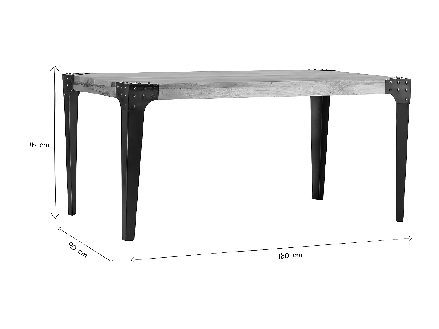 Mesa de comedor industrial acero y madera L160 MADISON