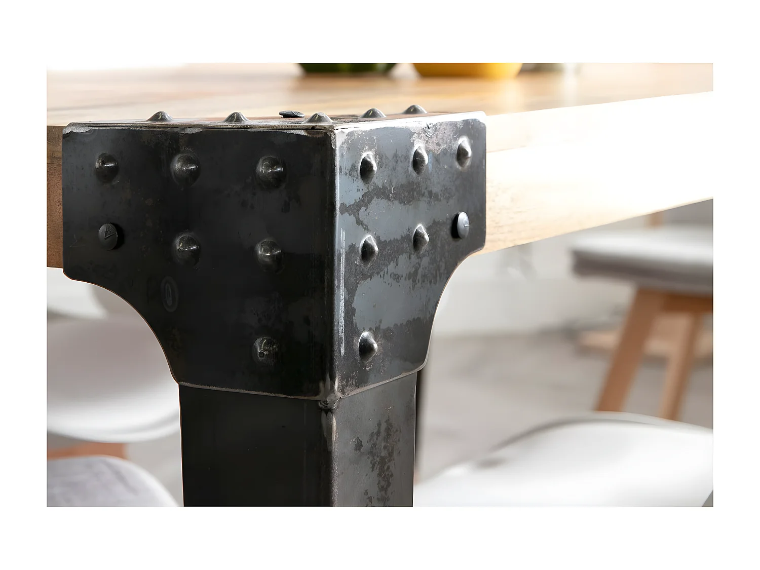 Tavolo da pranzo industriale in acciaio e legno L160 MADISON