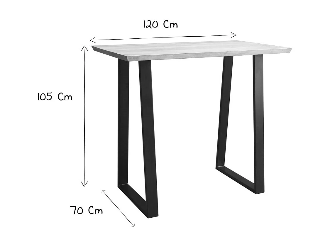 Mesa de bar en mango y metal negro L120 cm VIJAY