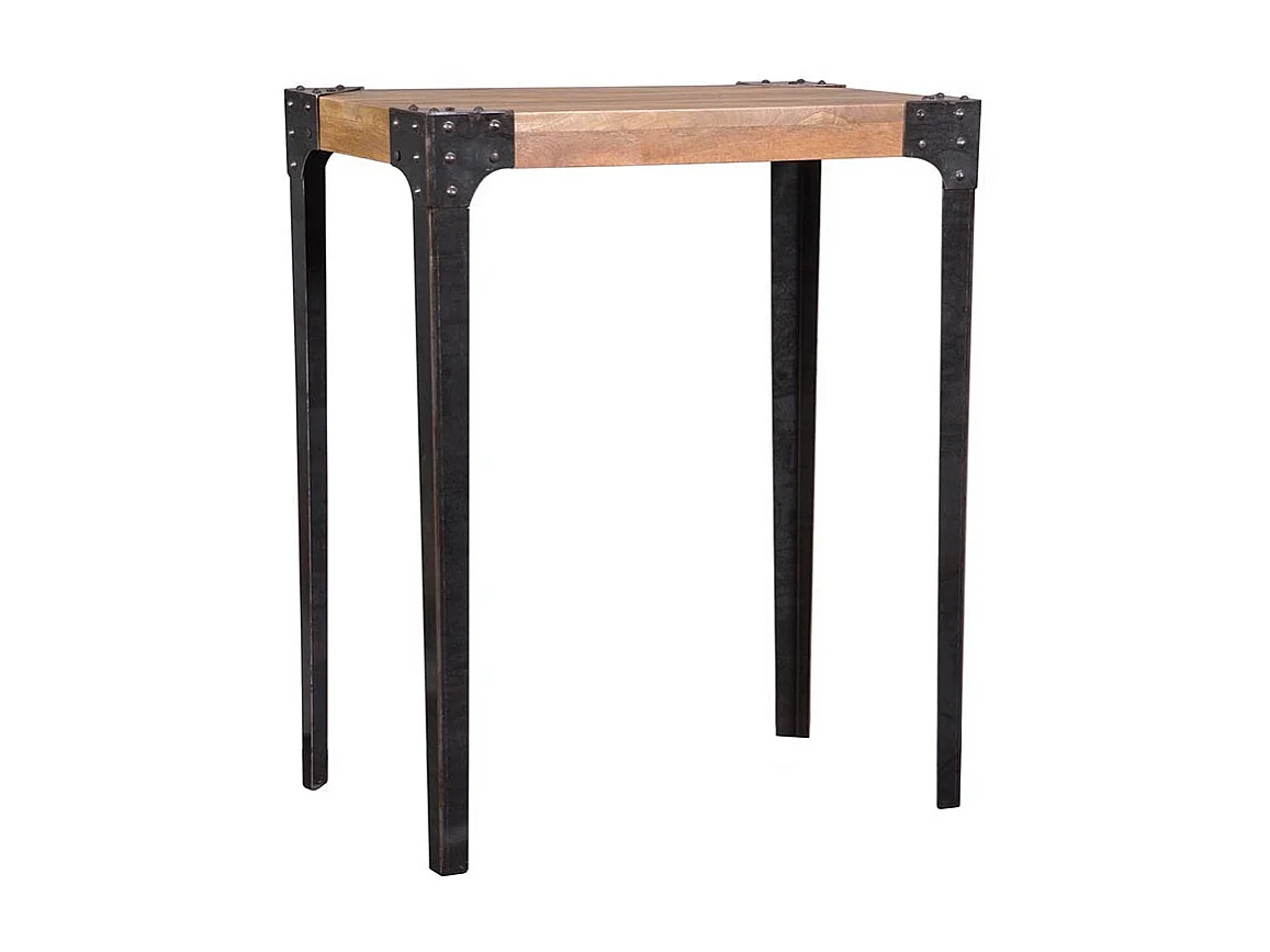 Table haute industrielle rectangulaire en bois manguier massif et métal L88 cm MADISON