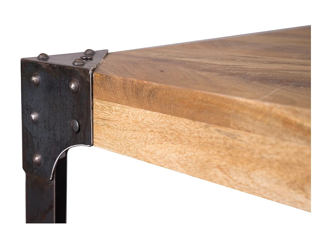 Table haute industrielle carrée en bois manguier massif et métal  L88 cm MADISON