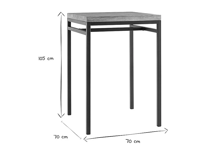 Stehtisch rechteckig aus Mangoholz und schwarzem Metall YPSTER