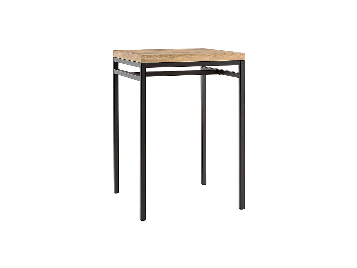 Mesa alta cuadrada en madera de mango y metal negro YPSTER