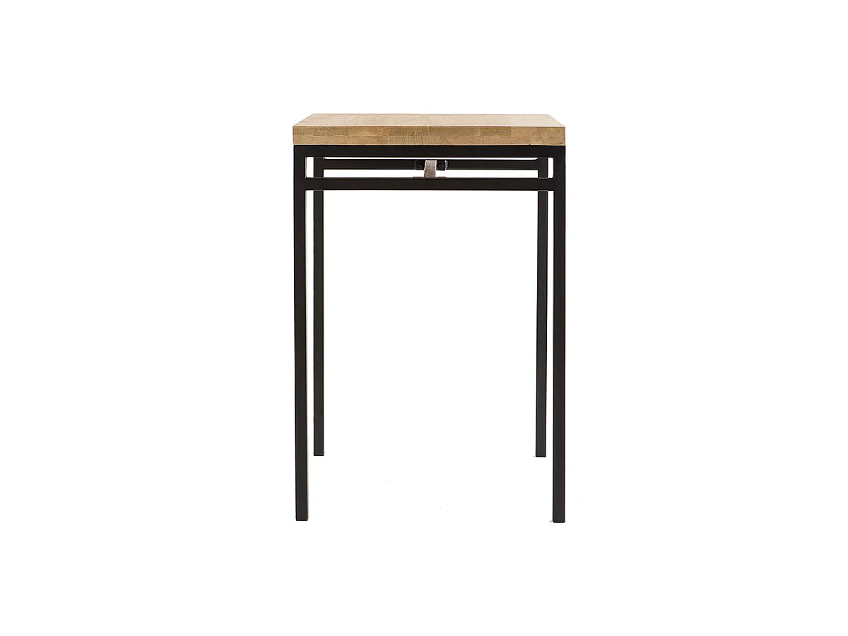 Mesa alta cuadrada en madera de mango y metal negro YPSTER