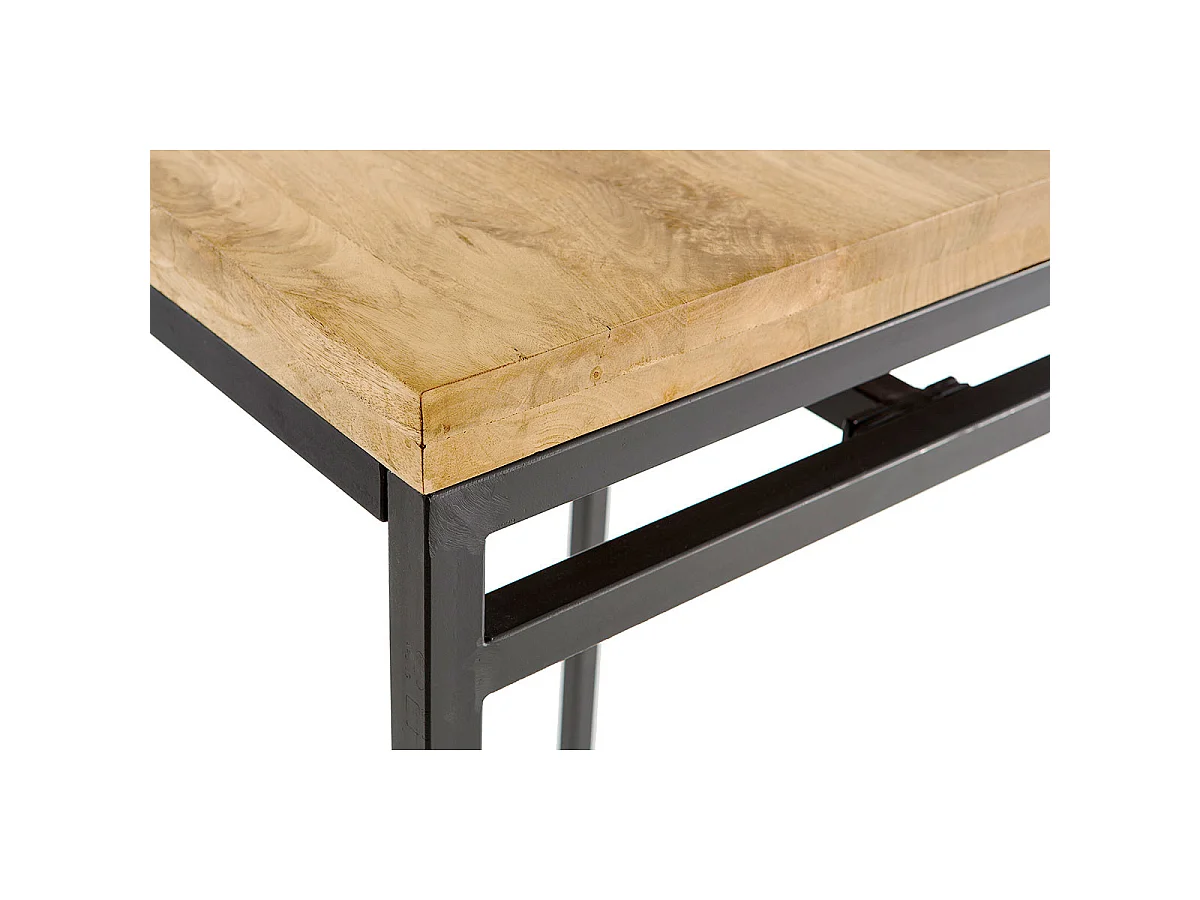 Mesa alta cuadrada en madera de mango y metal negro YPSTER