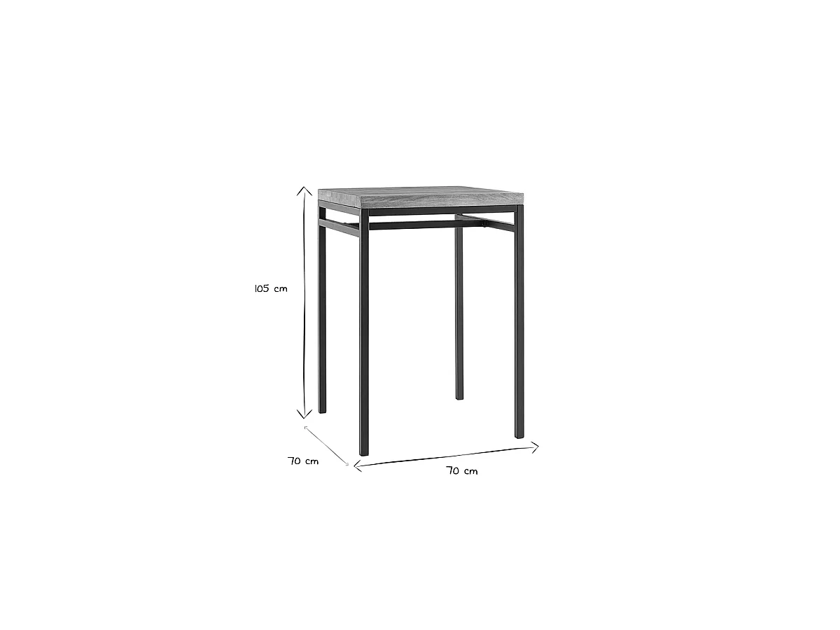 Mesa alta cuadrada en madera de mango y metal negro YPSTER