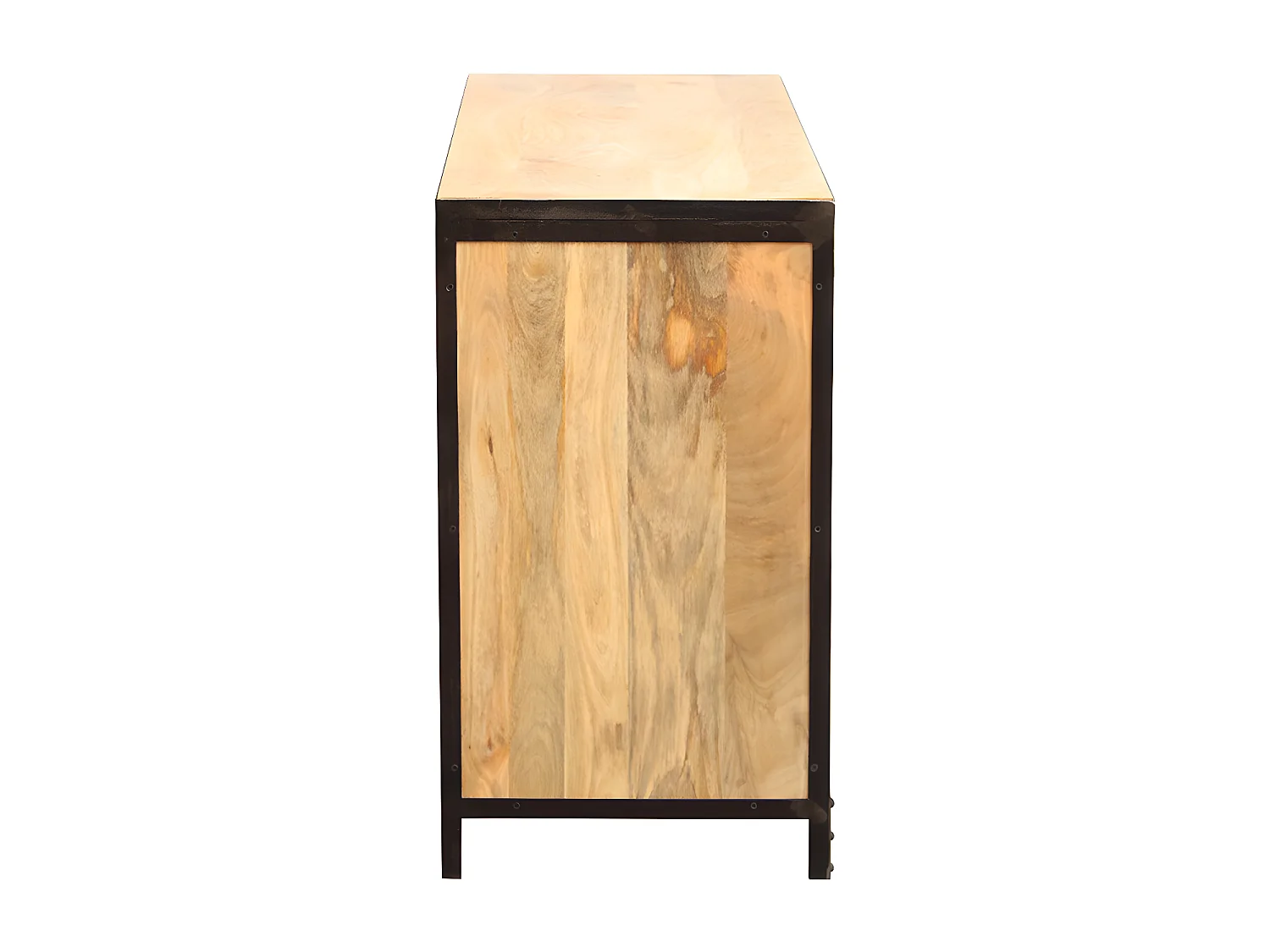 Commode industrielle en bois manguier massif et métal noir 6 tiroirs L130 cm INDUSTRIA