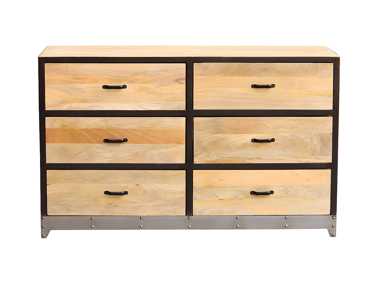 Kommode 6 Schubladen Holz und Metall INDUSTRIA
