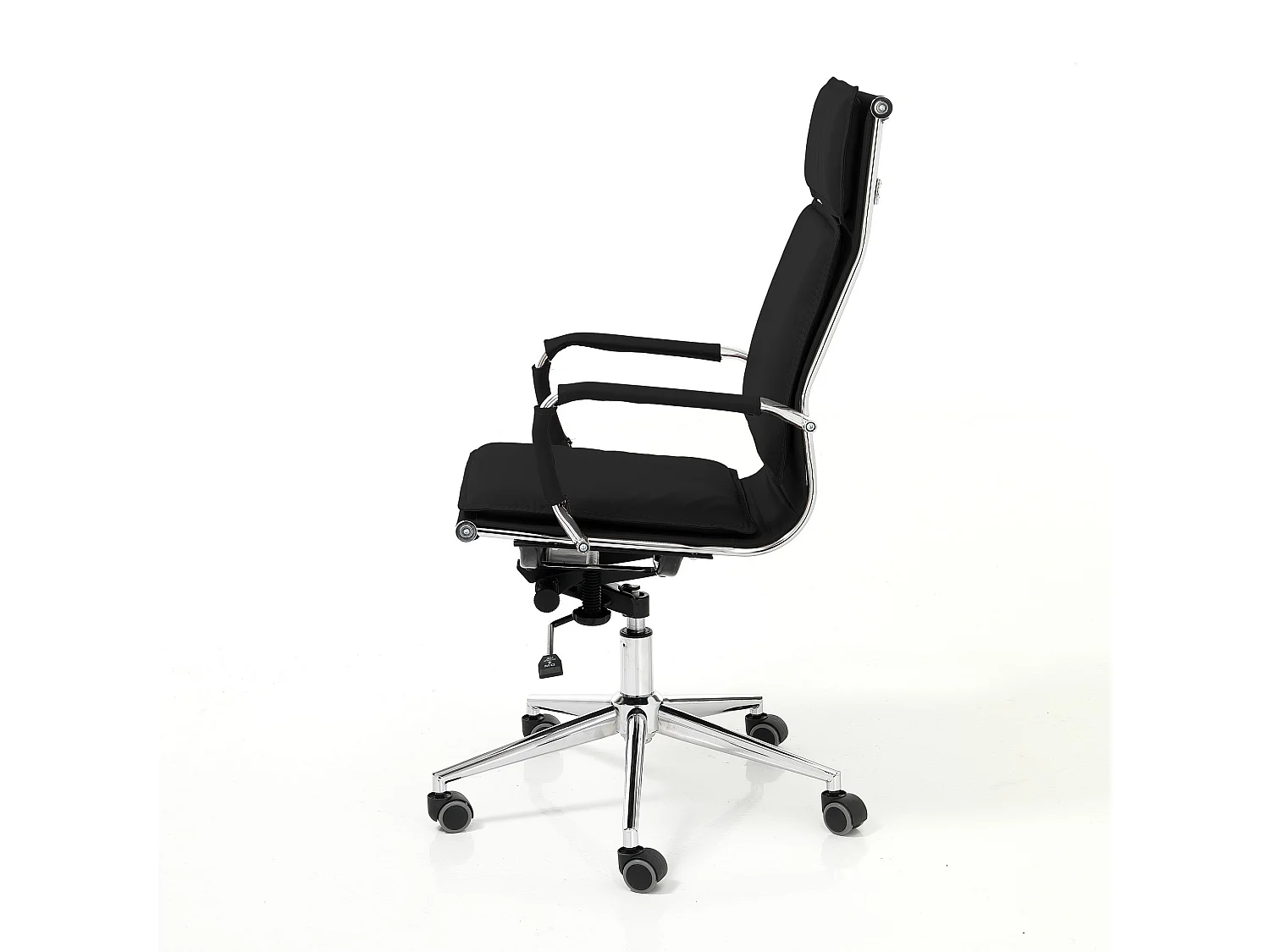 Ergonomischer Bürostuhl aus Kunstleder mit Rollen Paly - Schwarz