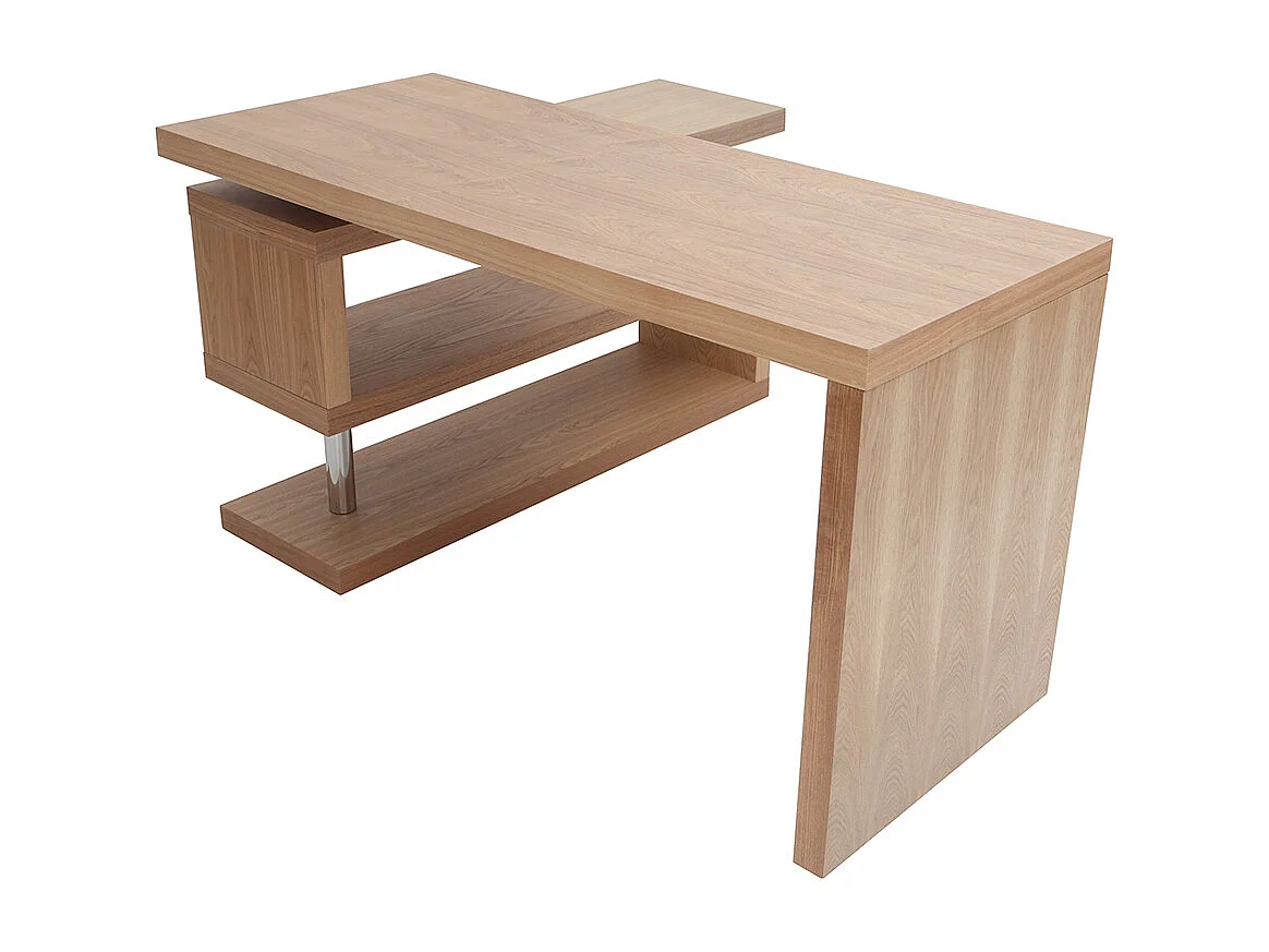 Bureau modulable design en bois clair chêne L140-214 cm MAX