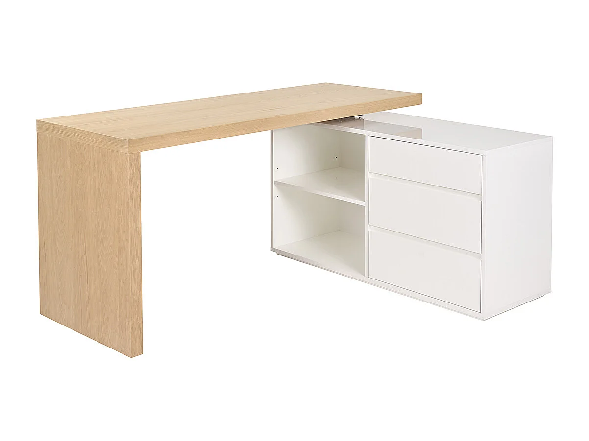 Escritorio de diseño modulable blanco brillante y fresno NEW MAX