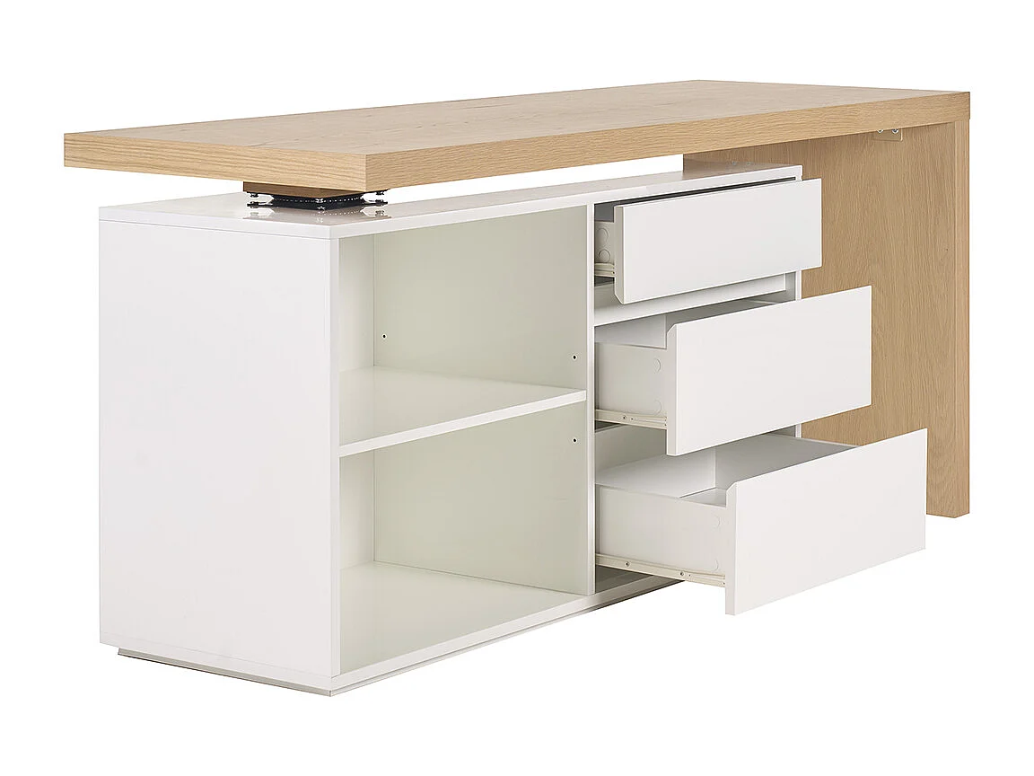 Escritorio de diseño modulable blanco brillante y fresno NEW MAX