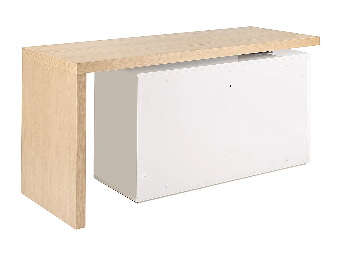 Escritorio de diseño modulable blanco brillante y fresno NEW MAX