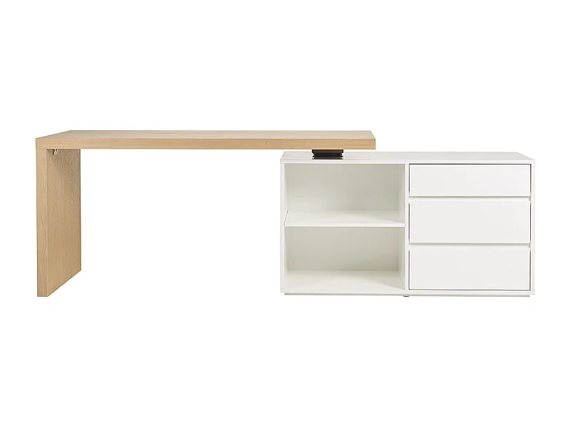 Escritorio de diseño modulable blanco brillante y fresno NEW MAX