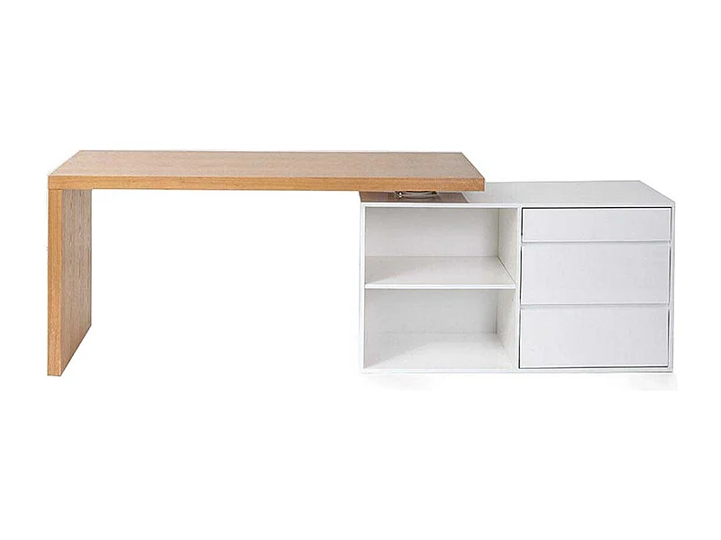 Escritorio de diseño modulable blanco brillante y fresno NEW MAX