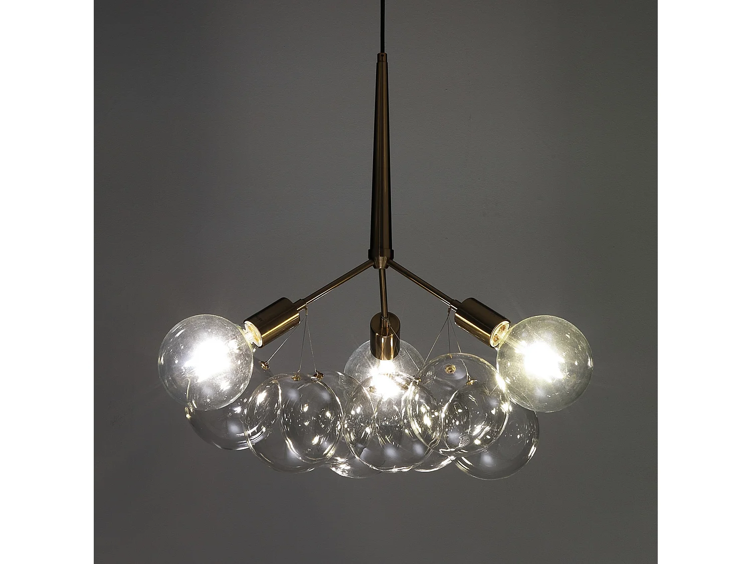 Lampadario a sospensione moderno con cavo regolabile e sfere trasparenti Anne