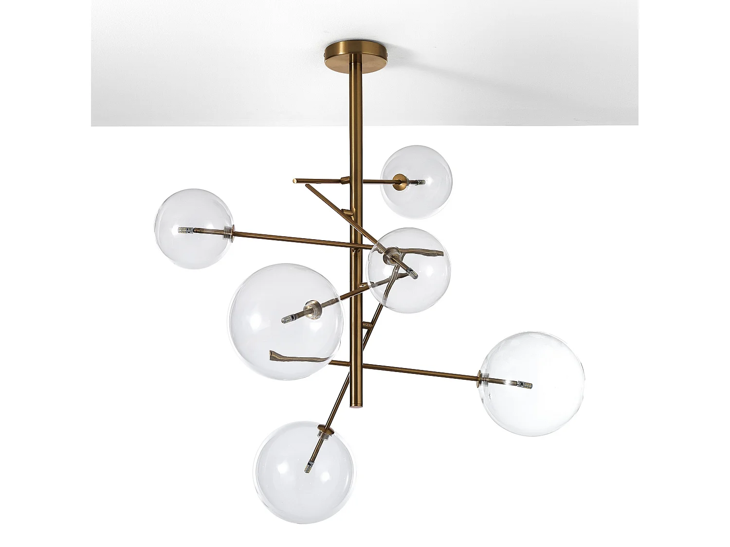 Lustre de plafond à 6 lumières en métal et verre Andromeda