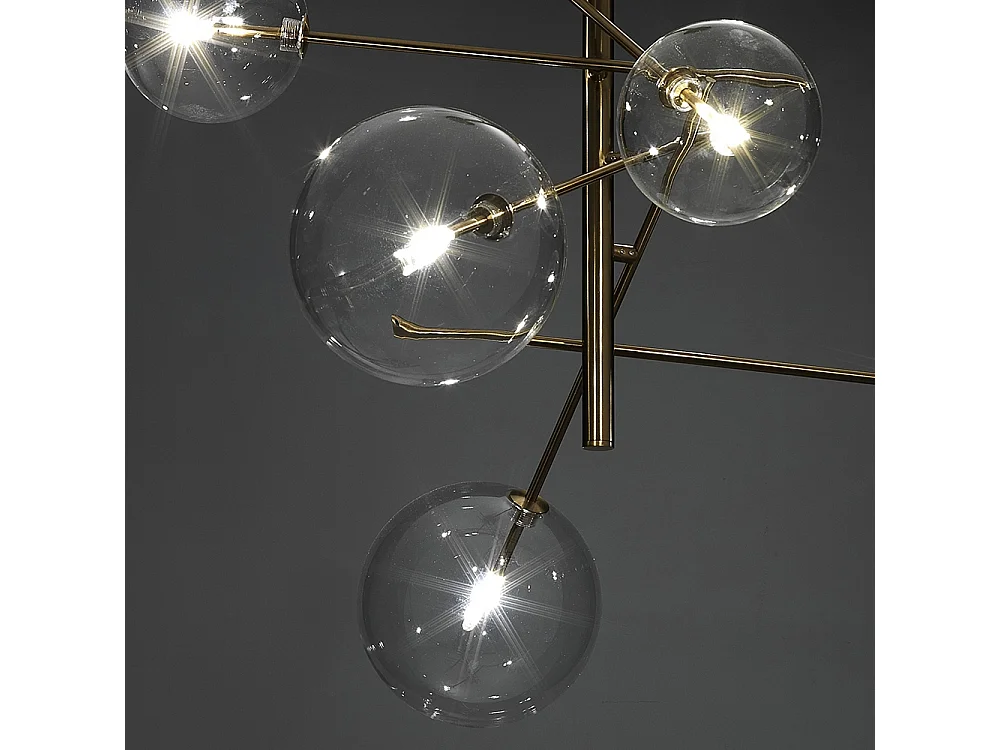 Lustre de plafond à 6 lumières en métal et verre Andromeda