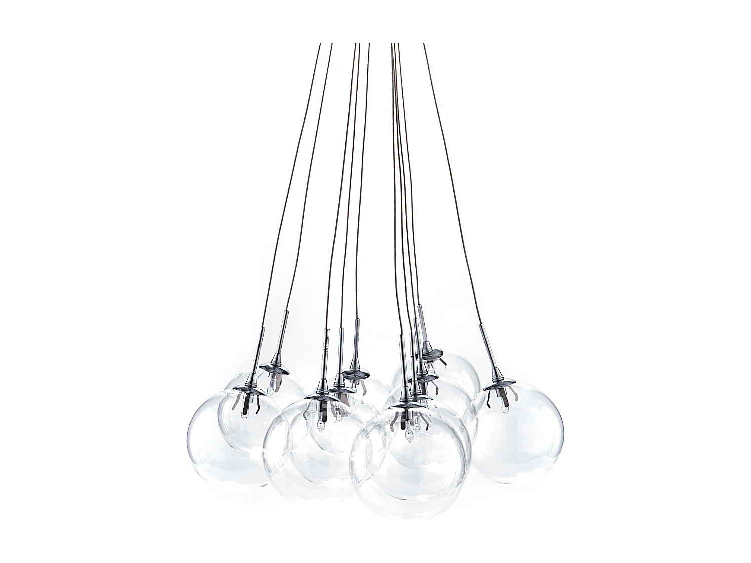 Lustre suspendu moderne 10 lumières et sphères transparentes Bubbles