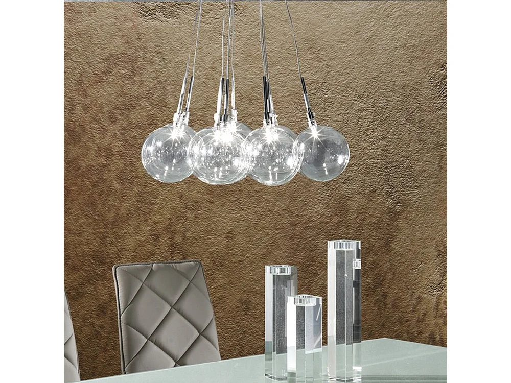 Lustre suspendu moderne 10 lumières et sphères transparentes Bubbles