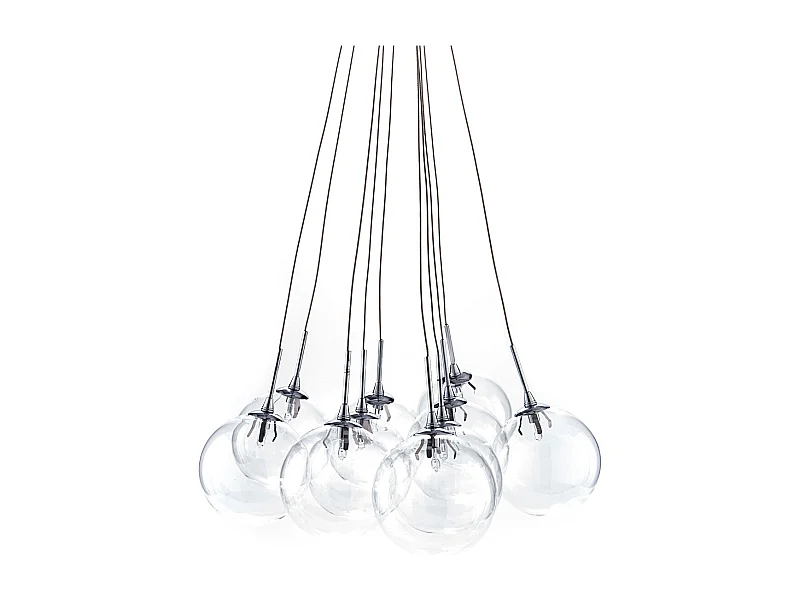 Lampadario a sospensione moderno con 10 luci e sfere trasparenti Bubbles