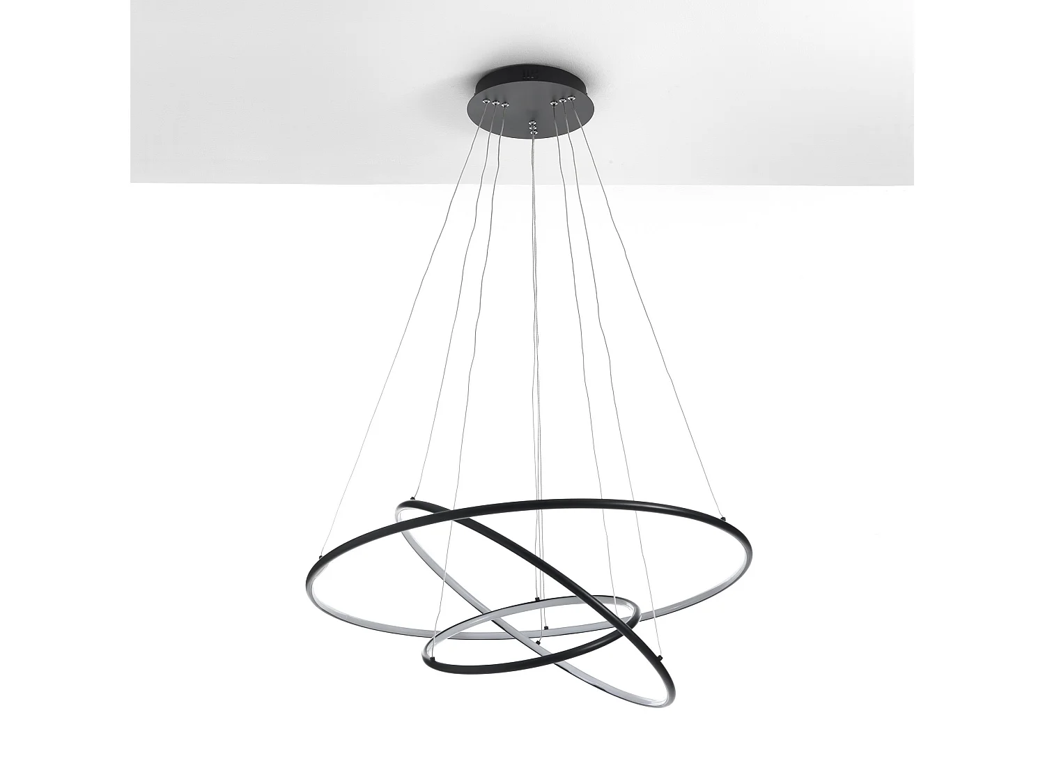 Lustre à LED suspendu avec anneaux tressés Ø80 cm Kering