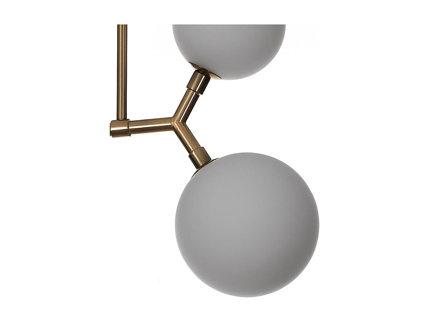 Moderner Kronleuchter aus mattiertem Messing mit weißen Glaskugeln Lily