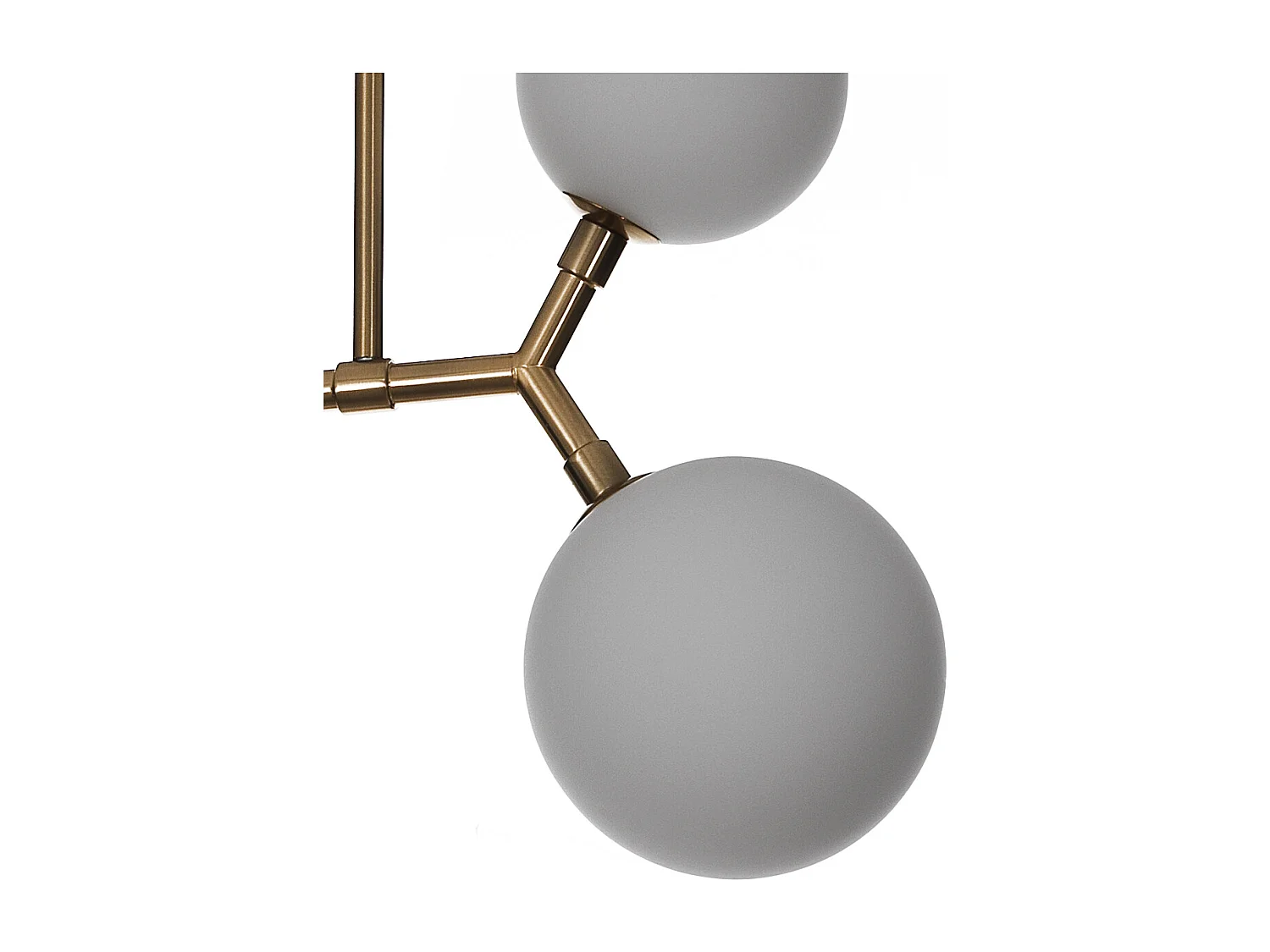 Moderner Kronleuchter aus mattiertem Messing mit weißen Glaskugeln Lily