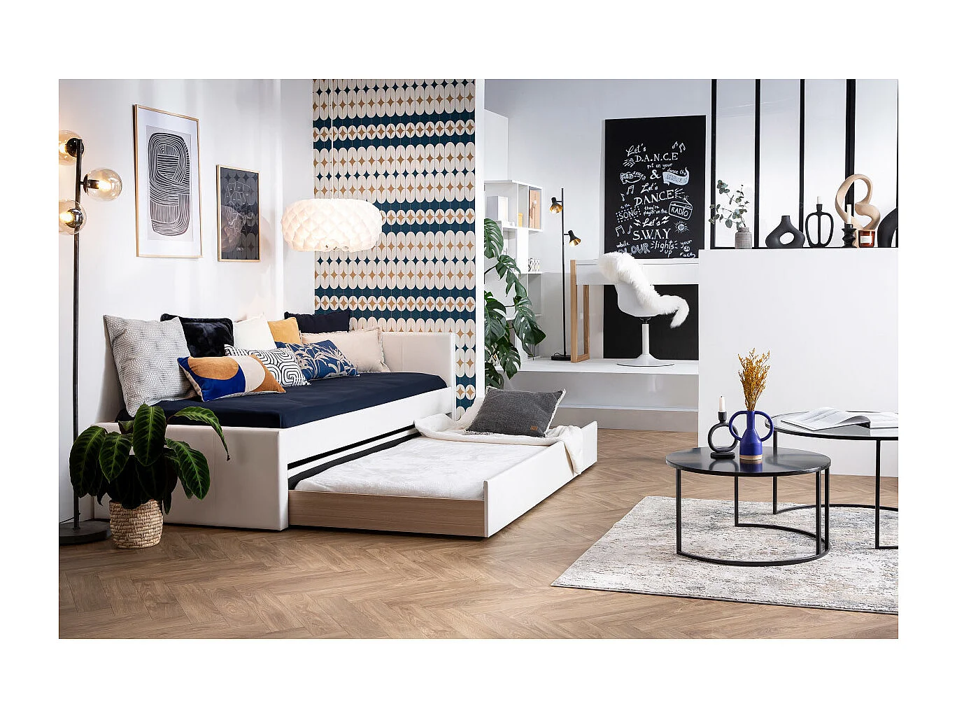 Letto estraibile bambino 90 x 195 cm tessuto grigio MACCO