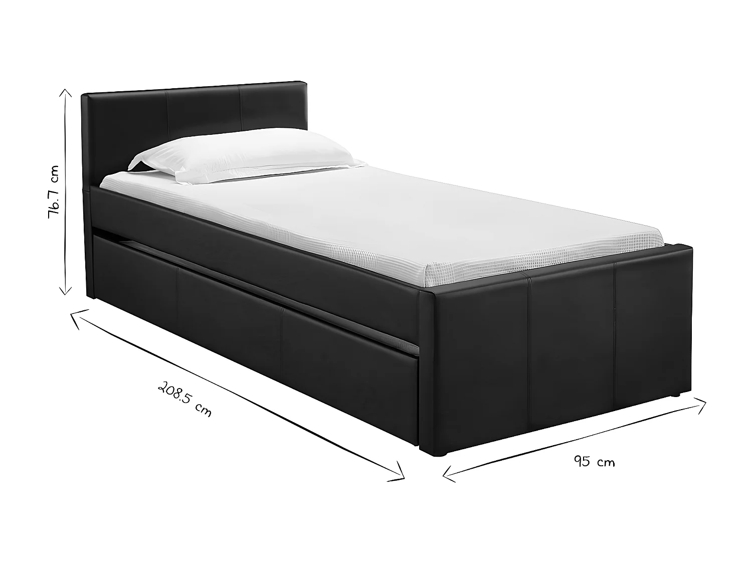 Ausziehbett 90 x 195 cm Schwarz Matt MACCO