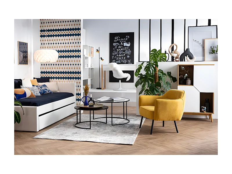 Lit gigogne blanc mat 90x190 cm MACCO