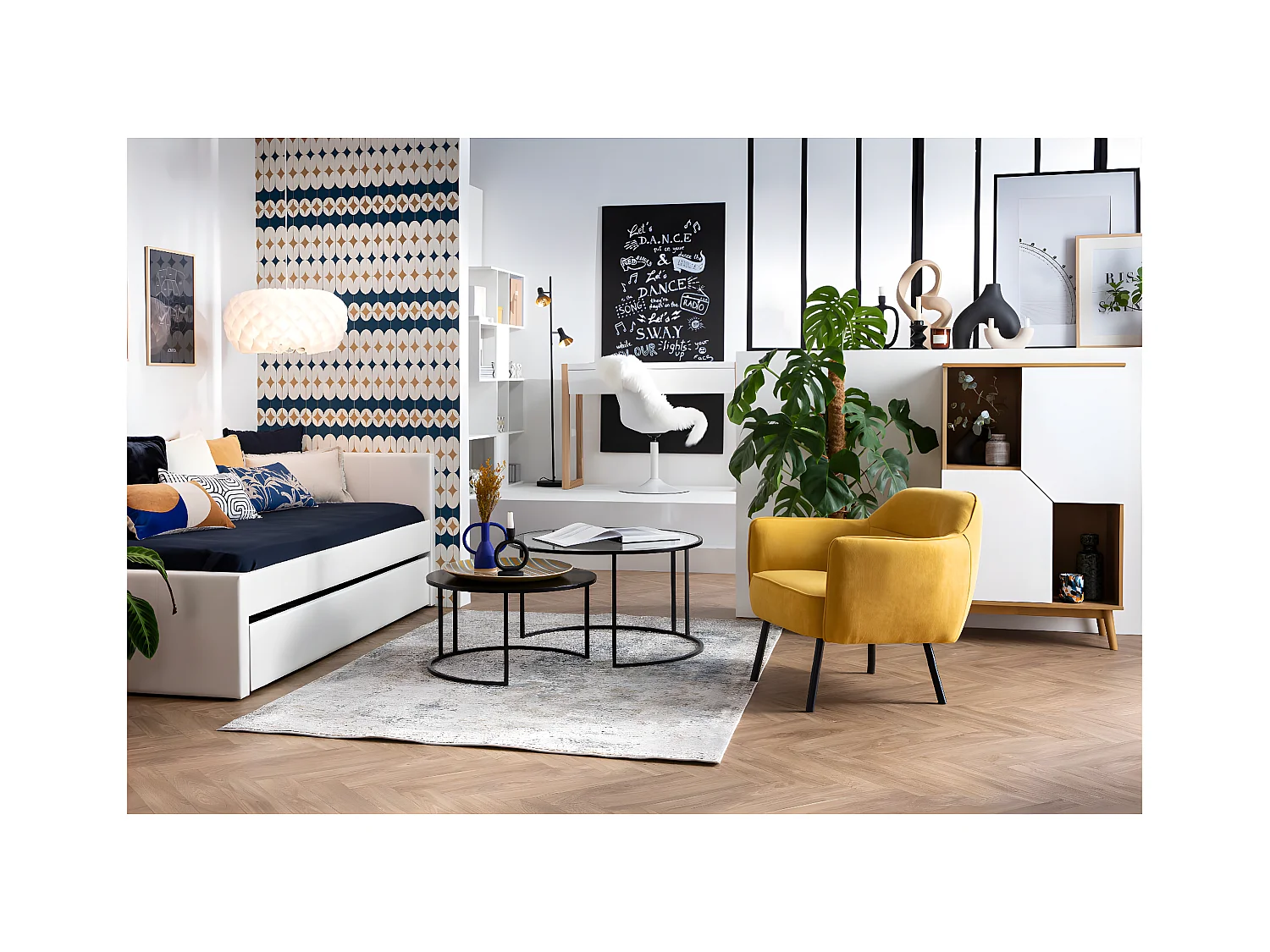 Lit gigogne blanc mat 90x190 cm MACCO