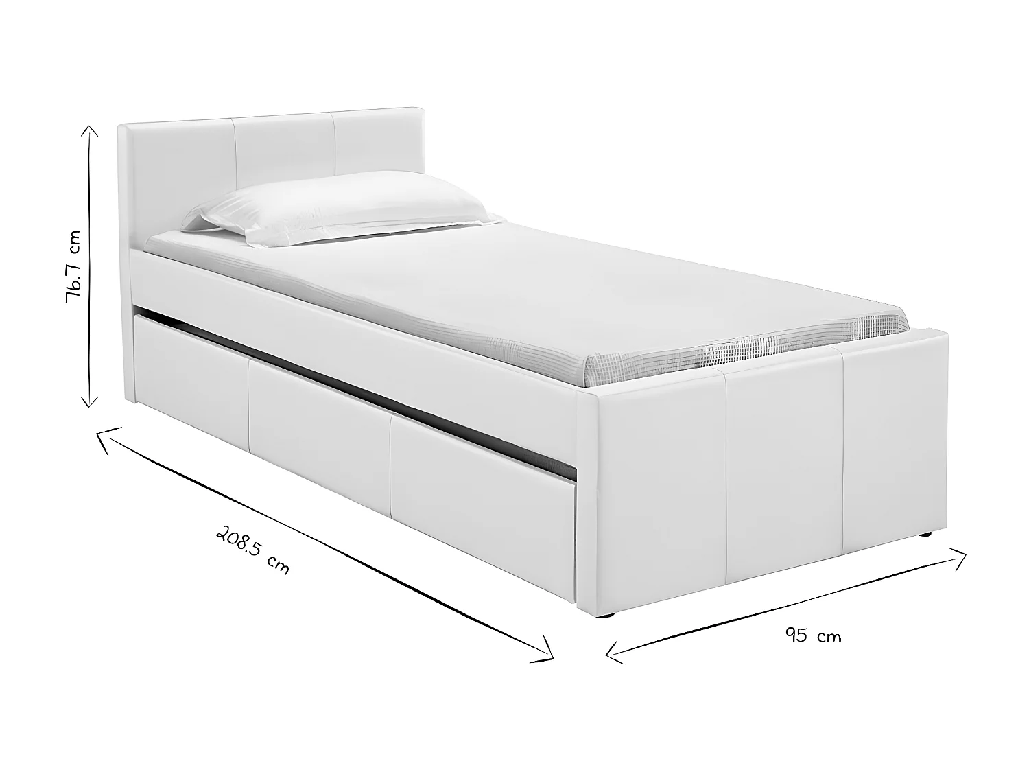 Ausziehbett 90 x 195 cm Weiß MACCO