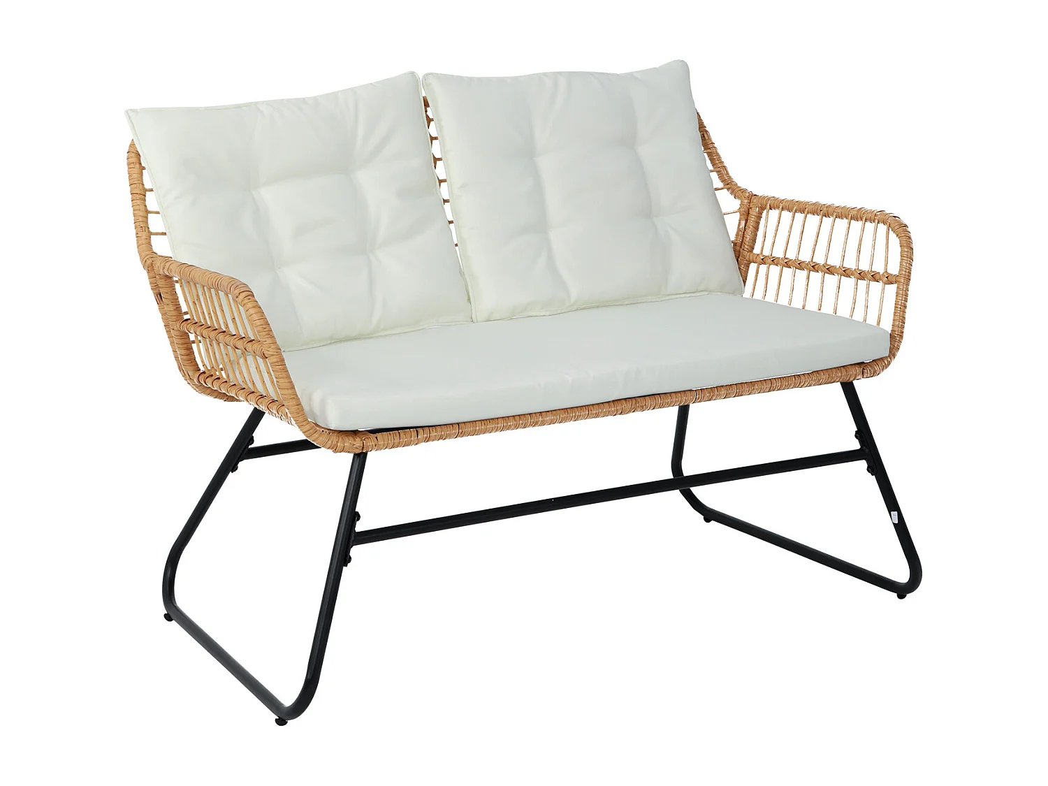 Ensemble de meubles de balcon SVITA CAPRI en polyrotin pour l'extérieur, 4 pièces Salon de jardin Natur