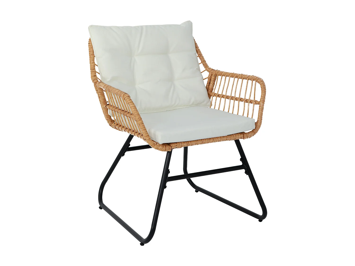 Ensemble de meubles de balcon SVITA CAPRI en polyrotin pour l'extérieur, 4 pièces Salon de jardin Natur