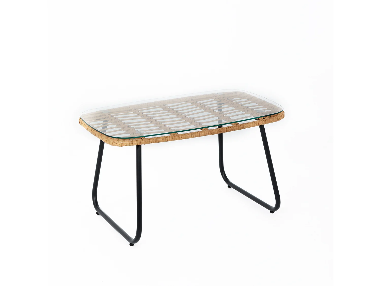 Ensemble de meubles de balcon SVITA CAPRI en polyrotin pour l'extérieur, 4 pièces Salon de jardin Natur