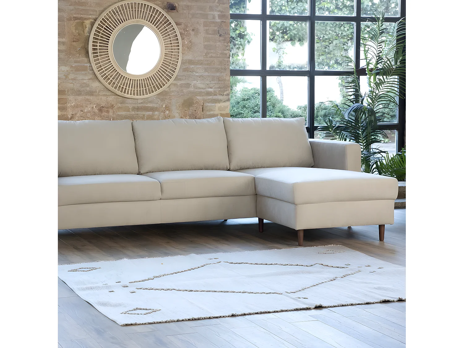 Canapé d'angle textile Beige (400) 251x85