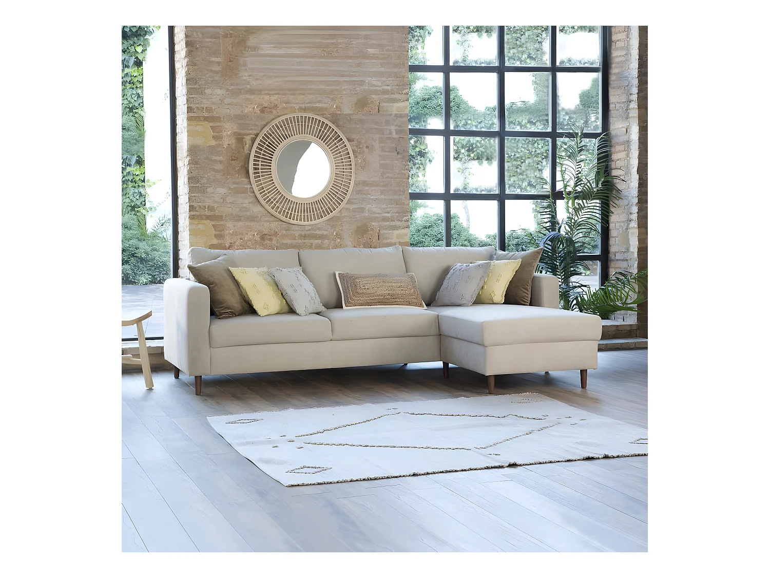Canapé d'angle textile Beige (400) 251x85