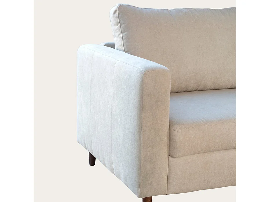 Divano con penisola testo, schiuma pu, legno e pannello a particelle Beige 146x85