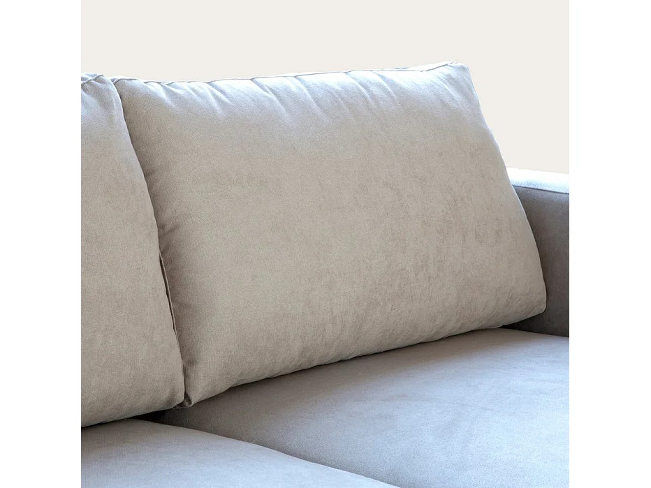 Divano con penisola testo, schiuma pu, legno e pannello a particelle Beige 146x85