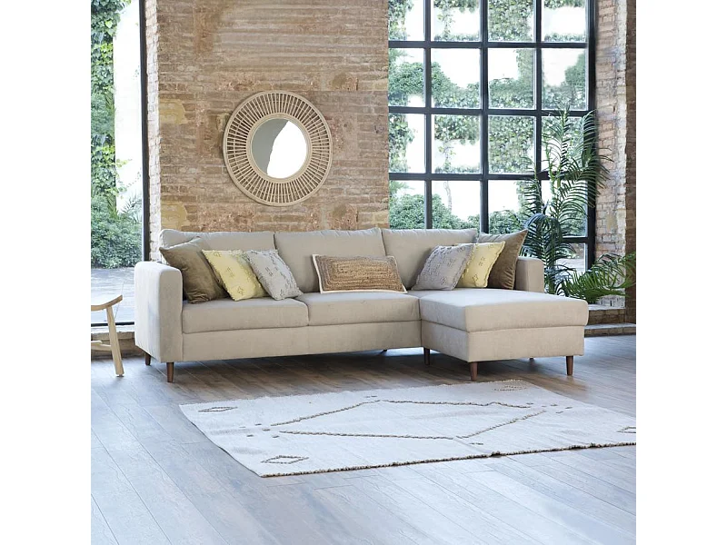 Canapé d'angle textile Beige 251x85