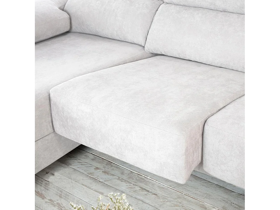 Divano con penisola textile, schiuma di pu, legno e pannello particellare Beige (405) 170x103