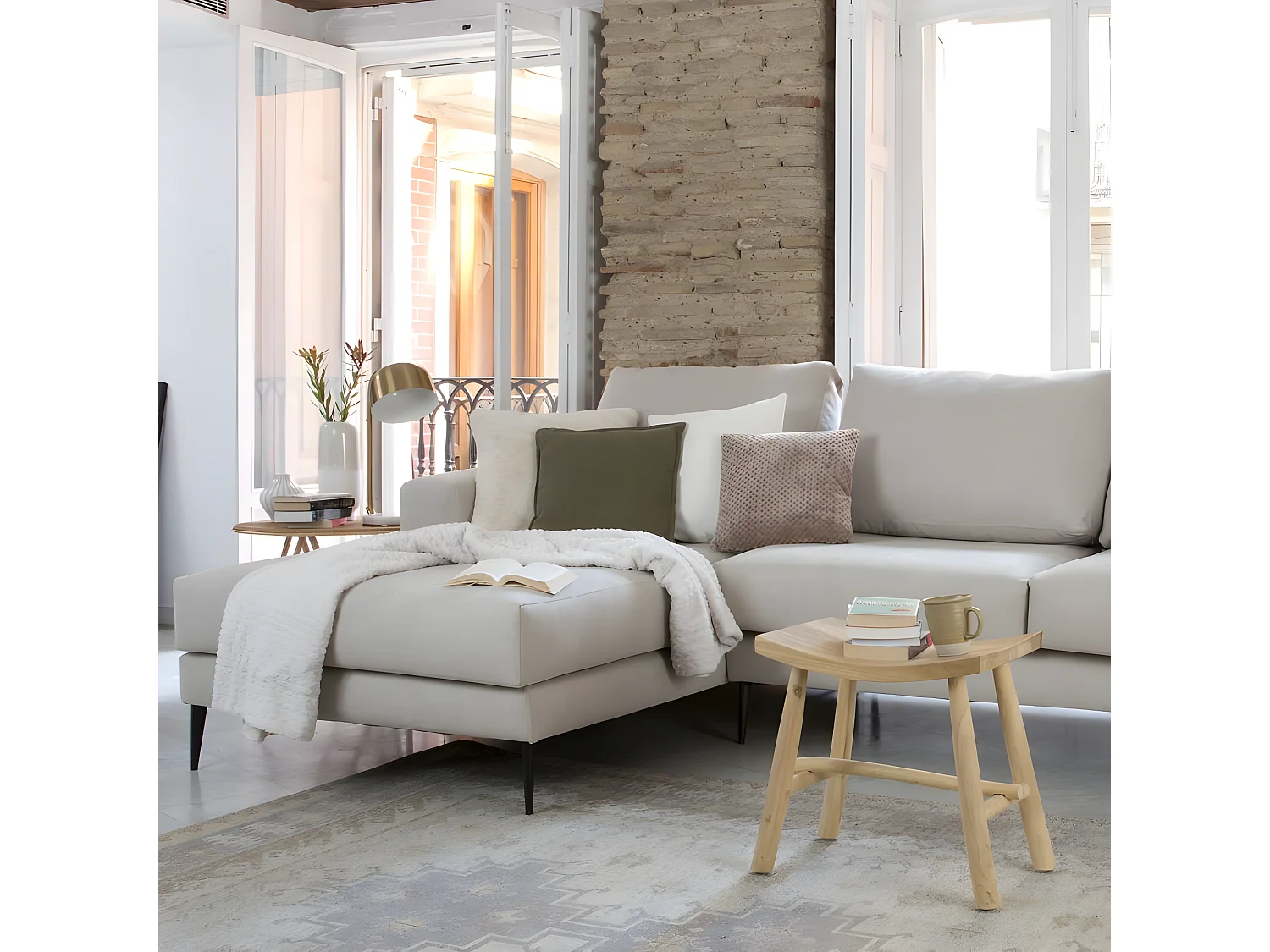 Canapé d'angle textile Beige (405) 305x105