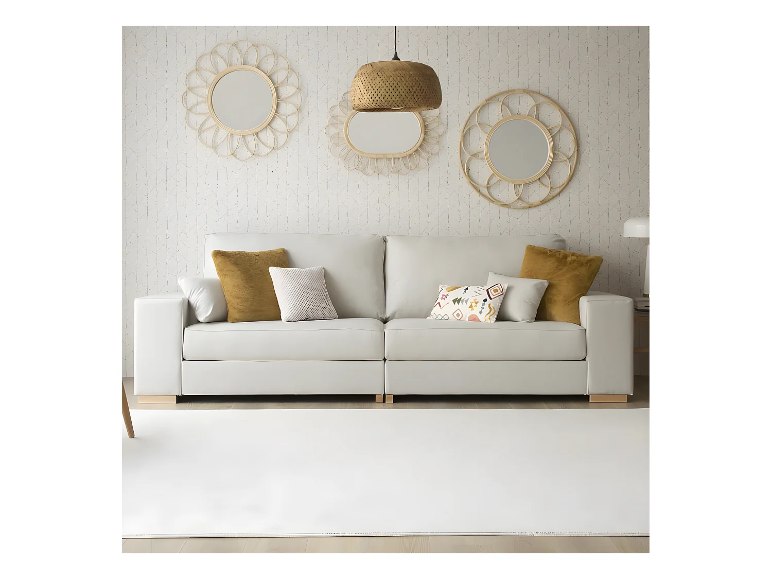 Canapé effet bois Beige (407) 281x95