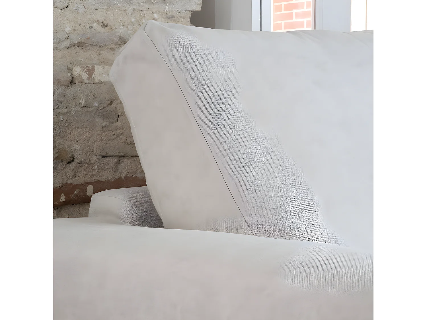 Divano con penisola tessuto, schiuma di pu, legno e pannello di particelle Beige (405) 165x105