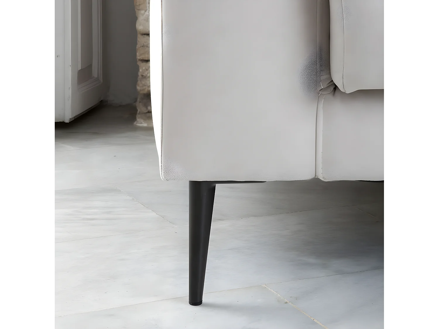 Divano con penisola tessuto, schiuma di pu, legno e pannello di particelle Beige (405) 165x105