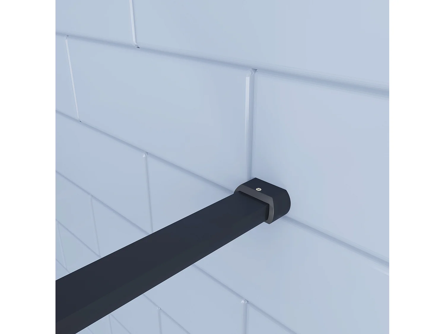 70x200cm Schwarzrahmen Duschabtrennung Walk In 8mm Nano ESG Milchglasstreifen Duschabtrennung + N Form 140cm Stabilisator Höhe 200cm