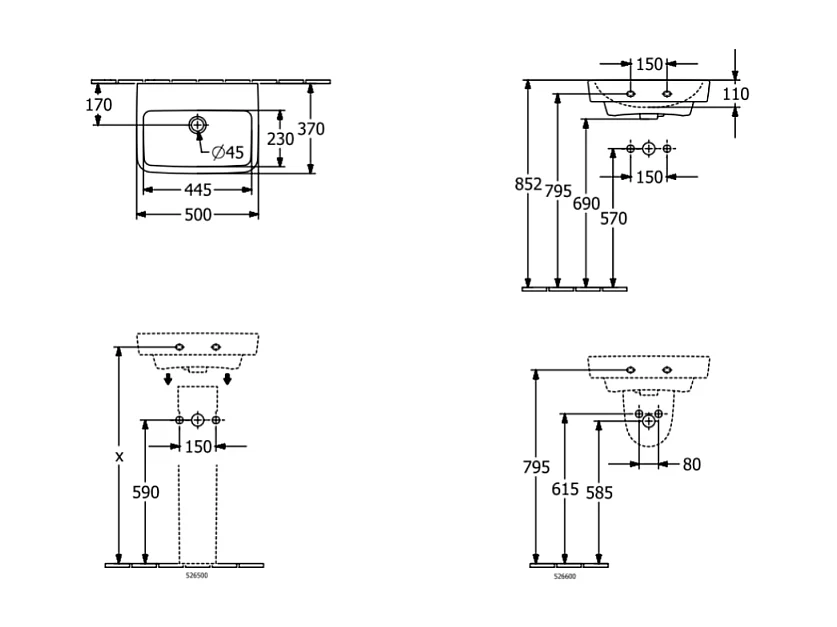 Cache siphon pour lavabo VILLEROY ET BOCH O.Novo