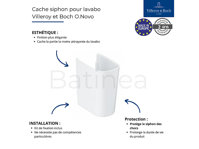 Cache siphon pour lavabo VILLEROY ET BOCH O.Novo